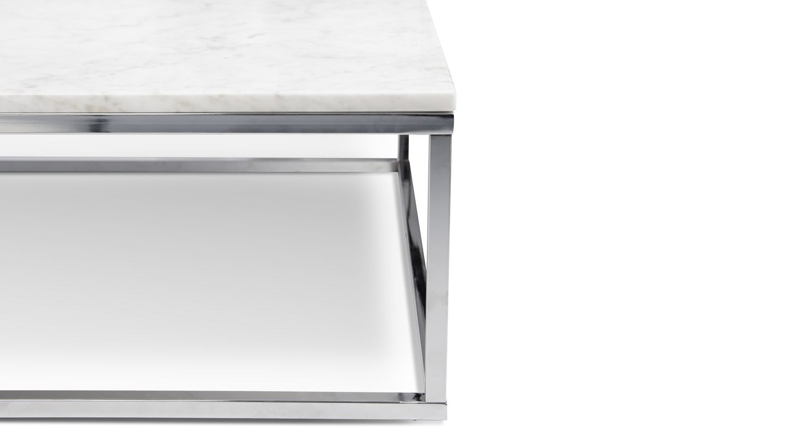 Table Basse Rectangle En Marbre Blanc Pietement Chrome