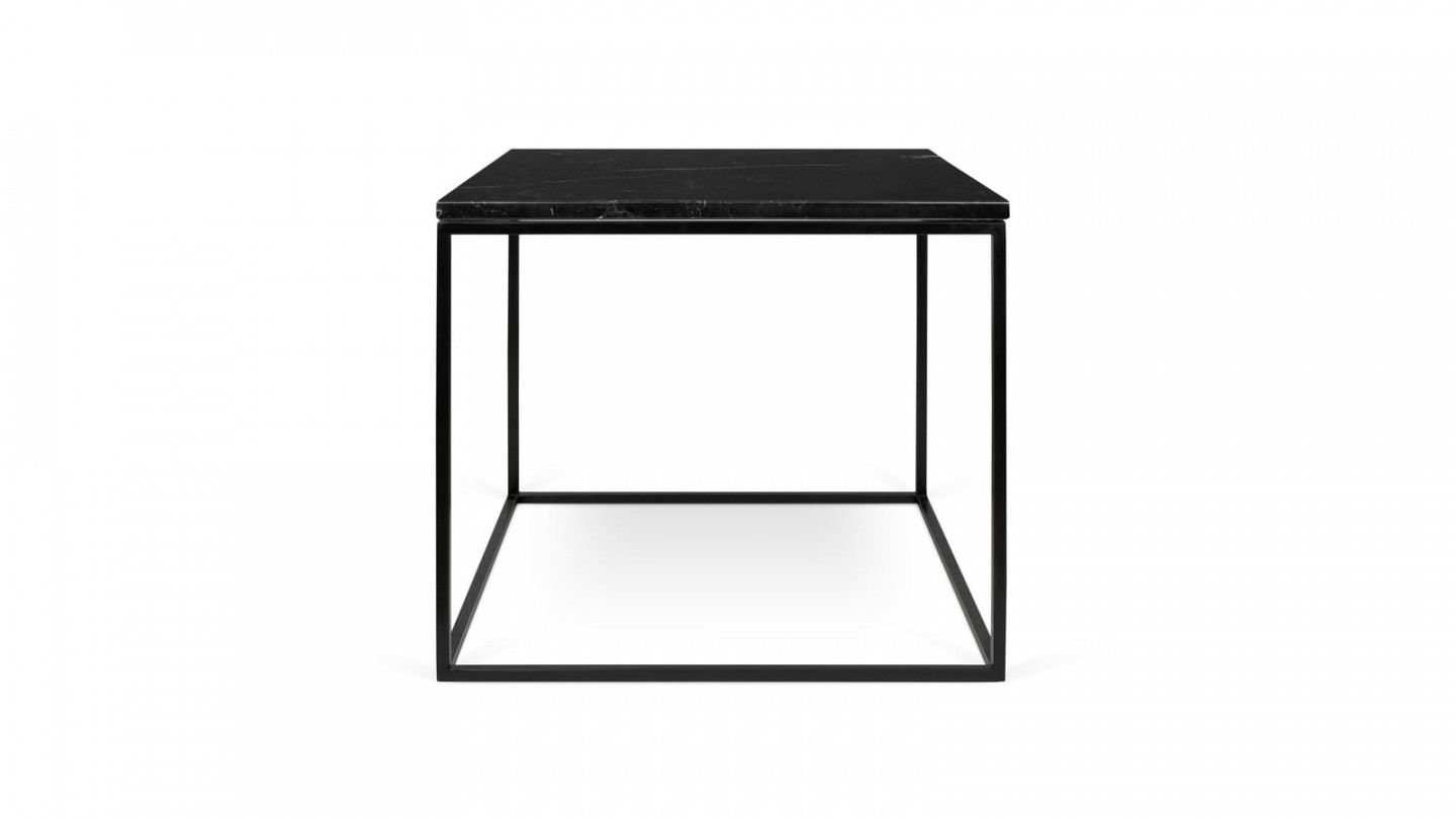 Table basse 50cm en marbre noir piètement en métal noir - Collection Gleam - Temahome