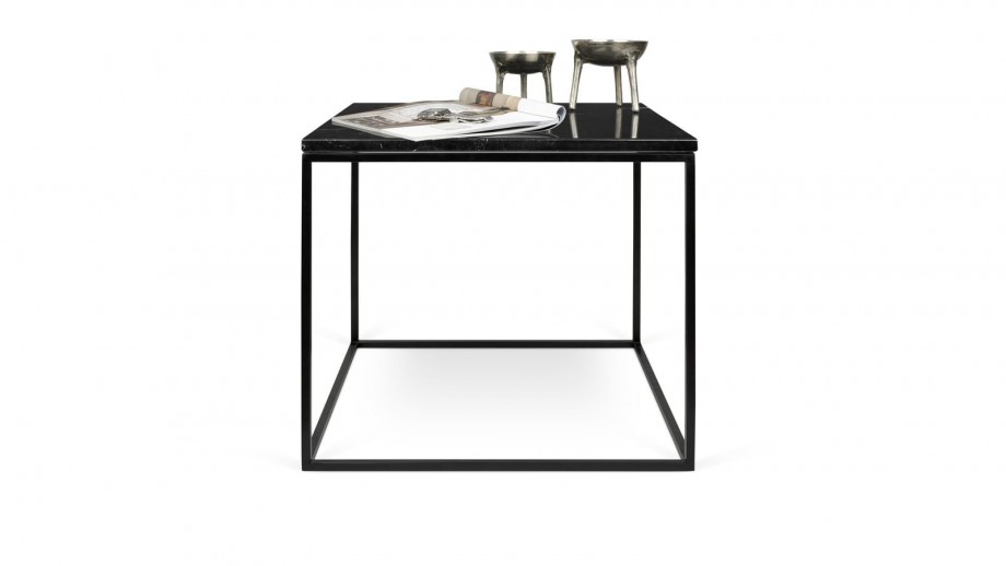 Table basse 50cm en marbre noir piètement en métal noir - Collection Gleam - Temahome