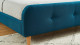Lit adulte scandinave en tissu bleu canard capitonné, sommier à latte, 140x190 - Collection Mark