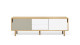 Buffet bas en contreplaqué 201cm 2 portes gris et blanc 2 tiroirs - Collection Dann - Temahome