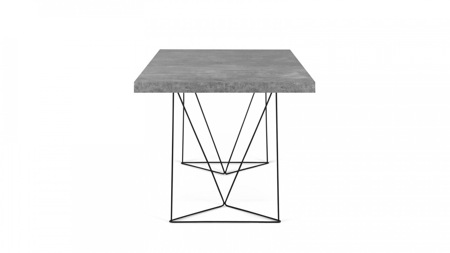 Bureau 160cm en béton piètement polygonal en métal noir - Collection Multi - Temahome