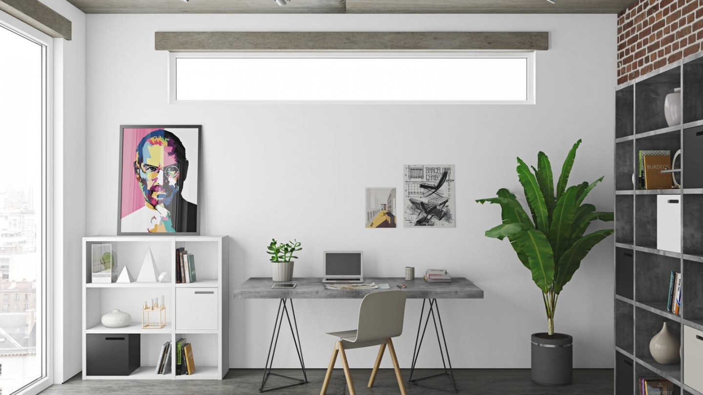 Bureau 160cm en béton piètement polygonal en métal noir - Collection Multi - Temahome