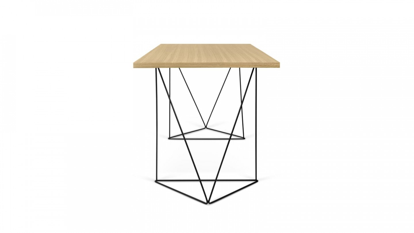 Bureau en contreplaqué naturel piètement polygonal en métal noir - Collection Flow - Temahome