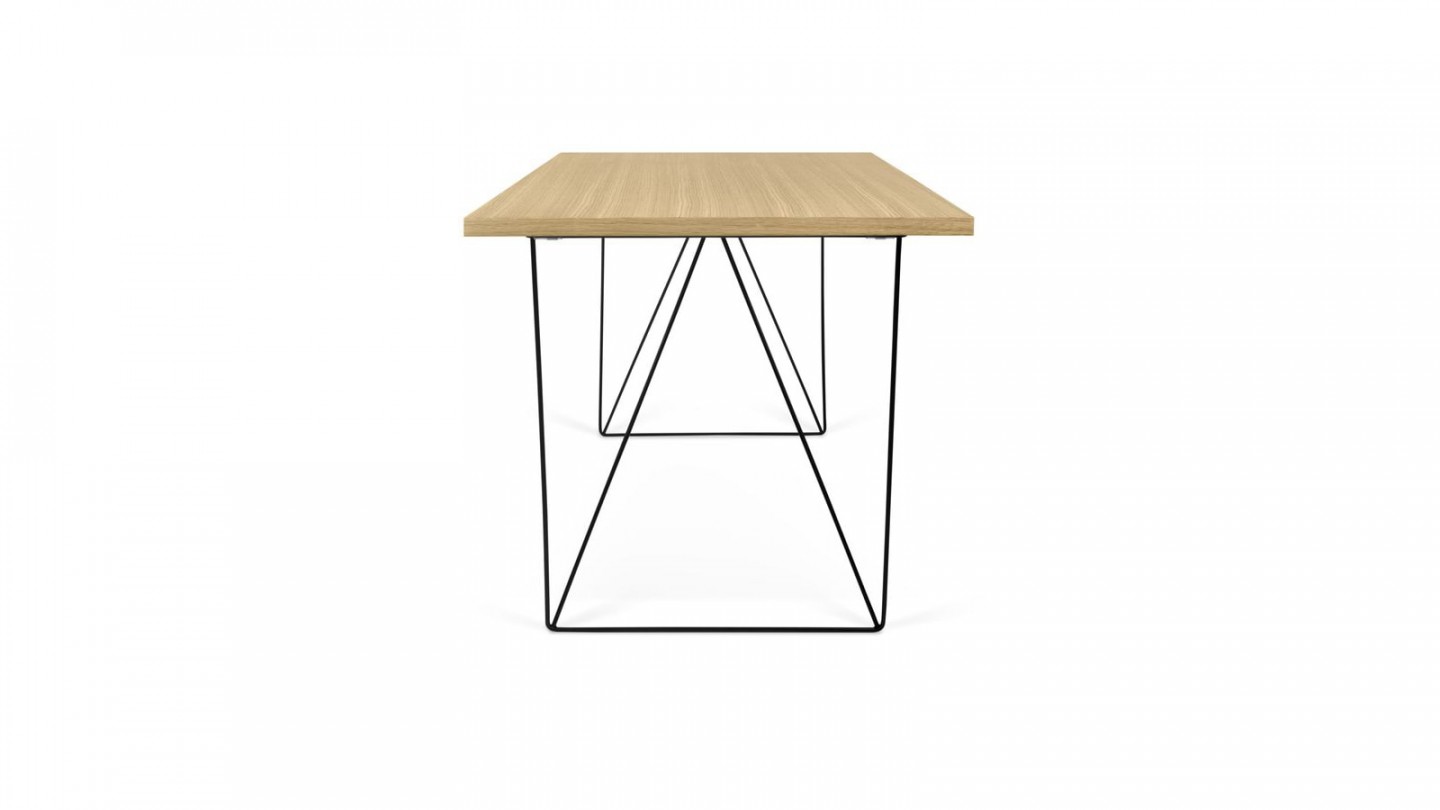Bureau en contreplaqué naturel piètement polygonal en métal noir - Collection Flow - Temahome