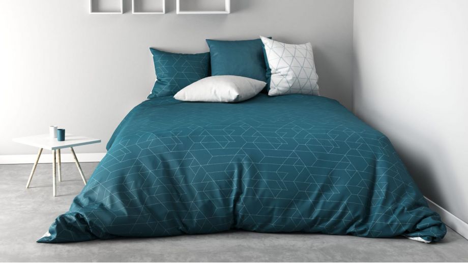 Parure de housse de couette réversible 100% coton percale