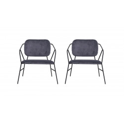 Lot de 2 chaises en velours gris piètement métal - Collection Klever - House Doctor