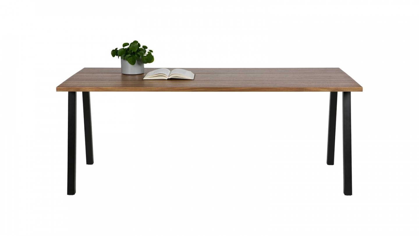 Table à manger 200cm en bois piètement en métal noir - Collection James - Woood
