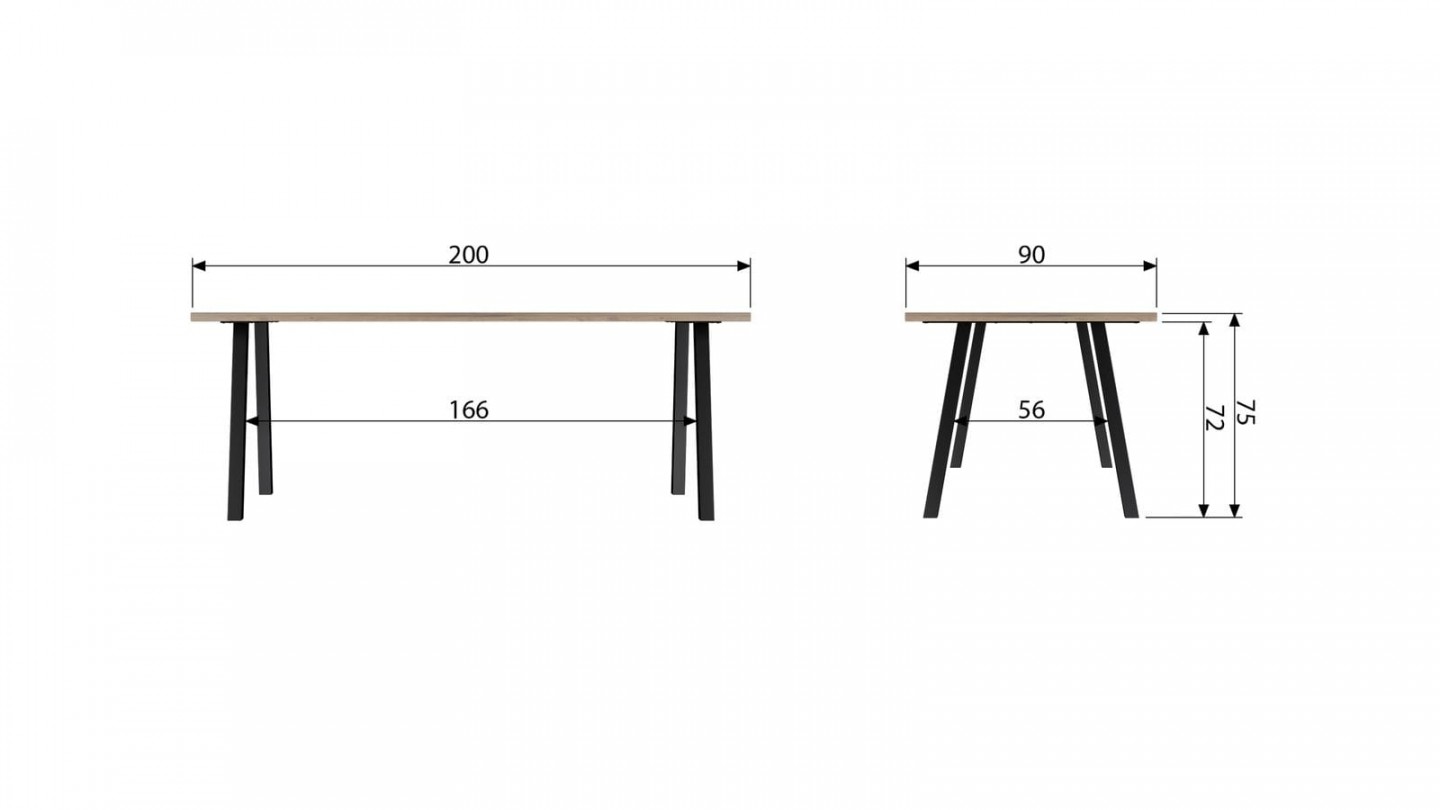 Table à manger 200cm en bois piètement en métal noir - Collection James - Woood
