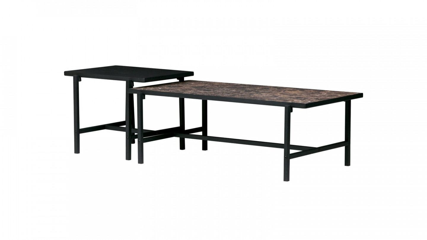 Table d'appoint plateau réversible noir piètement en métal - Collection Turn - Woood