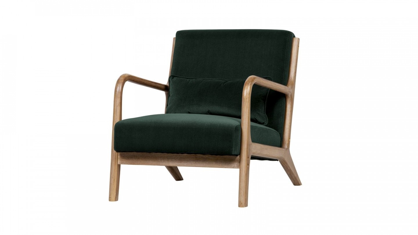 Fauteuil en bois et velours vert - Collection Mark - Woood