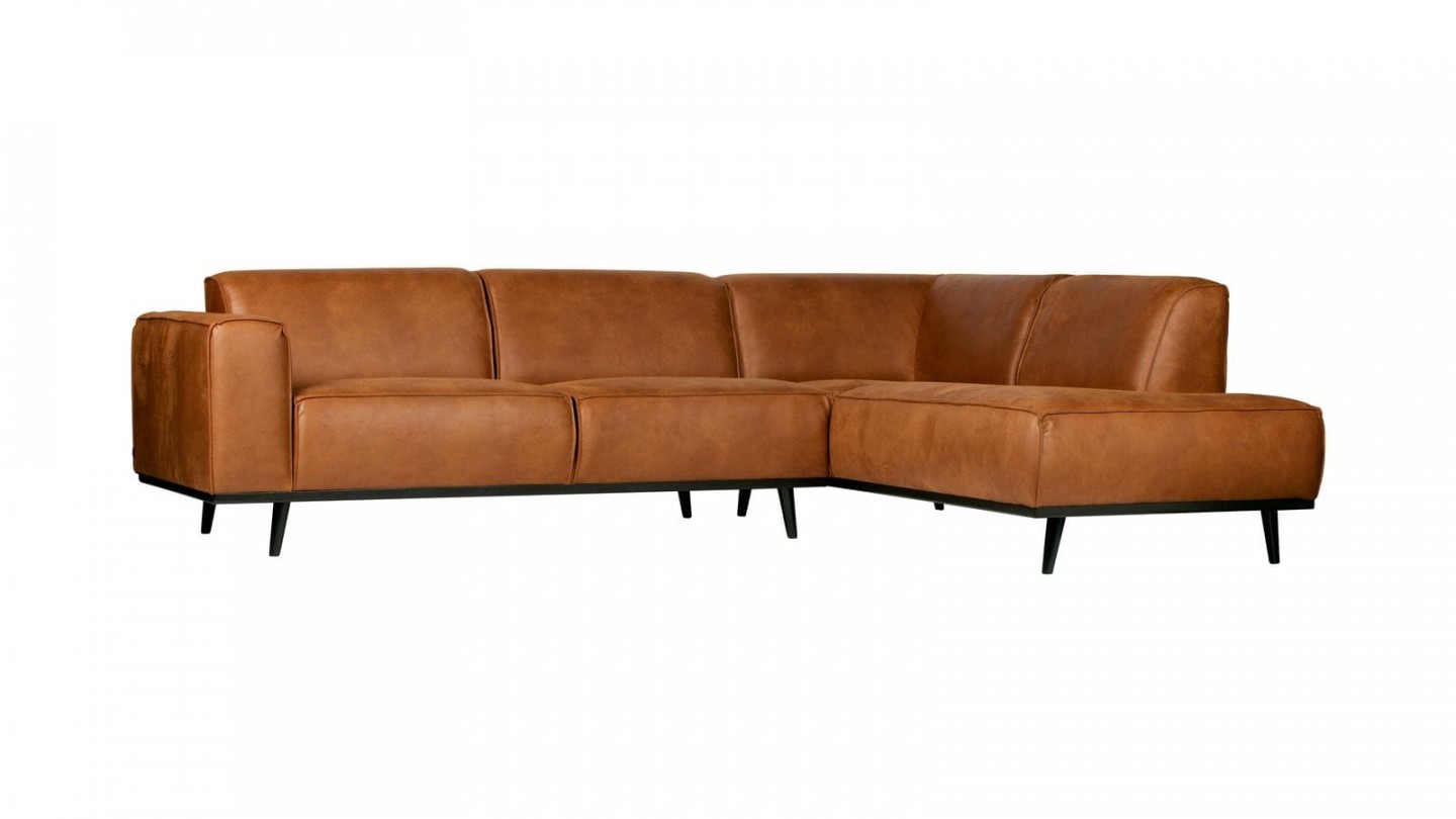 Canapé d'angle droit en eco cuir cognac - Collection Statement - BePureHome