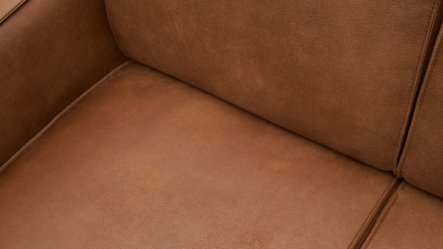 Canapé d'angle droit en eco cuir cognac - Collection Statement - BePureHome