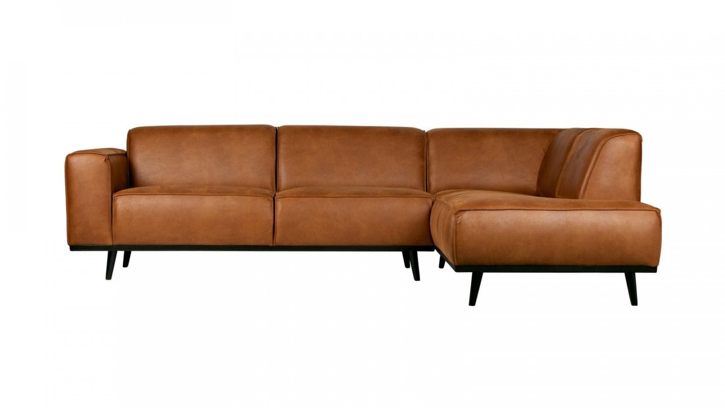 Canapé d'angle droit en eco cuir cognac - Collection Statement - BePureHome