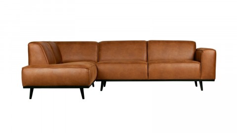 Canapé d'angle gauche en eco cuir cognac - Collection Statement - BePureHome