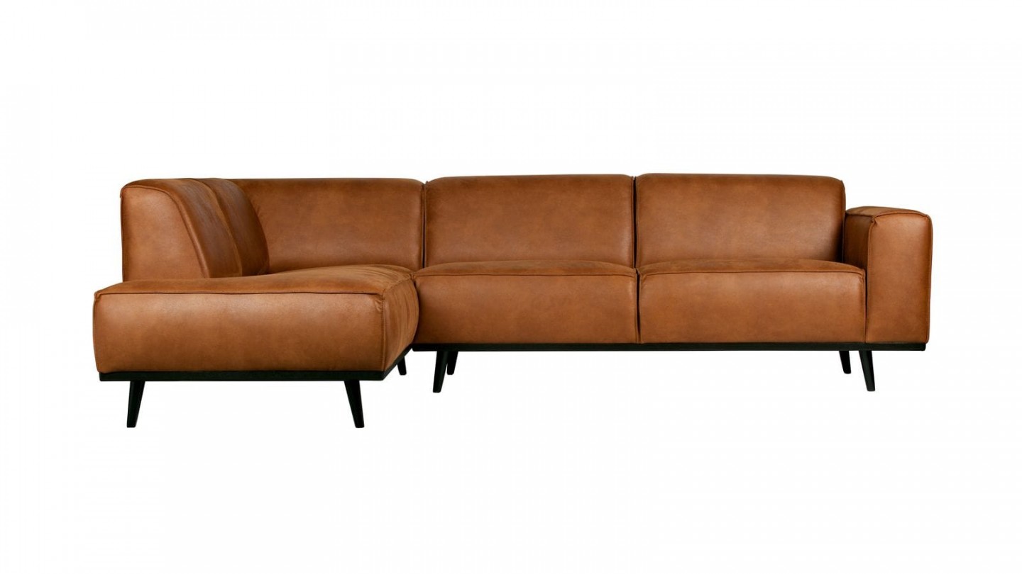 Canapé d'angle gauche en eco cuir cognac - Collection Statement - BePureHome
