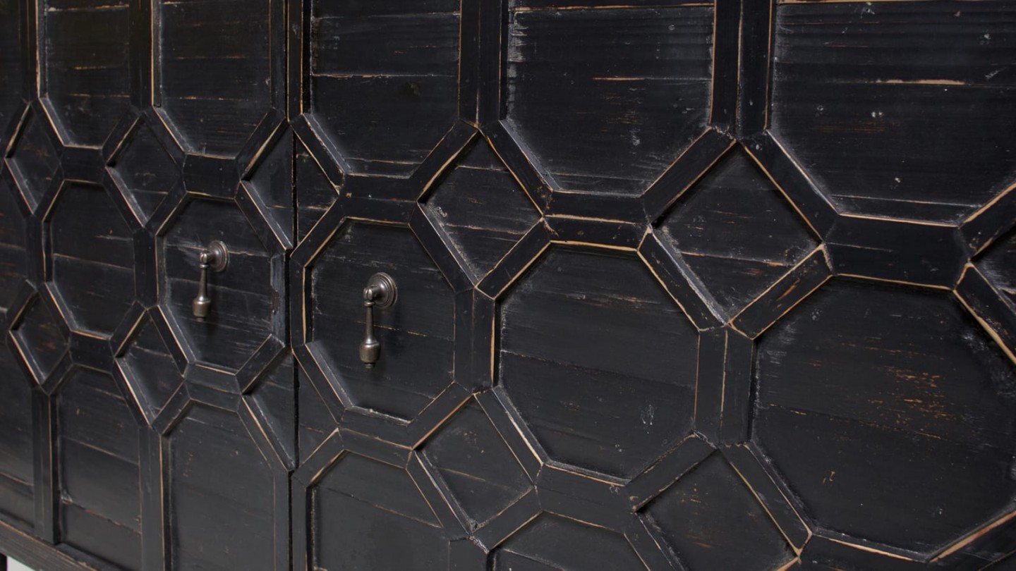 Meuble de rangement 2 portes en bois et métal noir - Collection Bequest - bePureHome