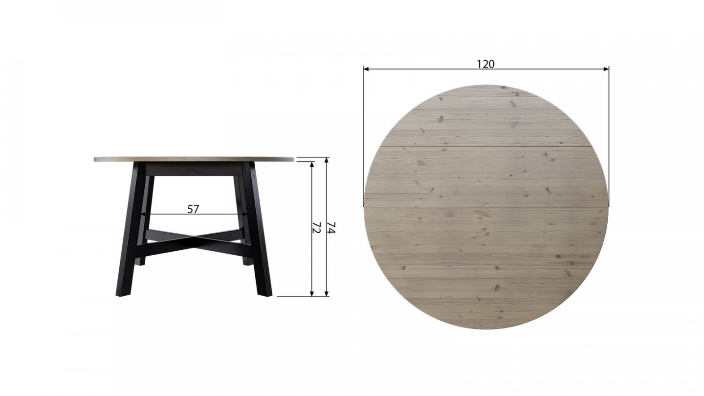 Table à manger ronde ø120cm en pin massif - Collection Derby - Woood