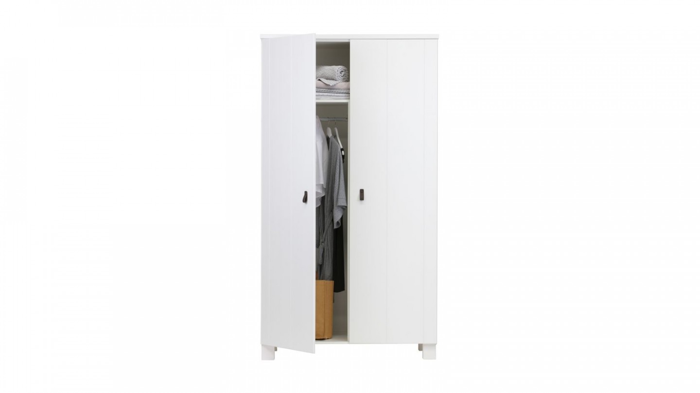 Armoire 2 portes en pin blanc - Collection Ties - Woood