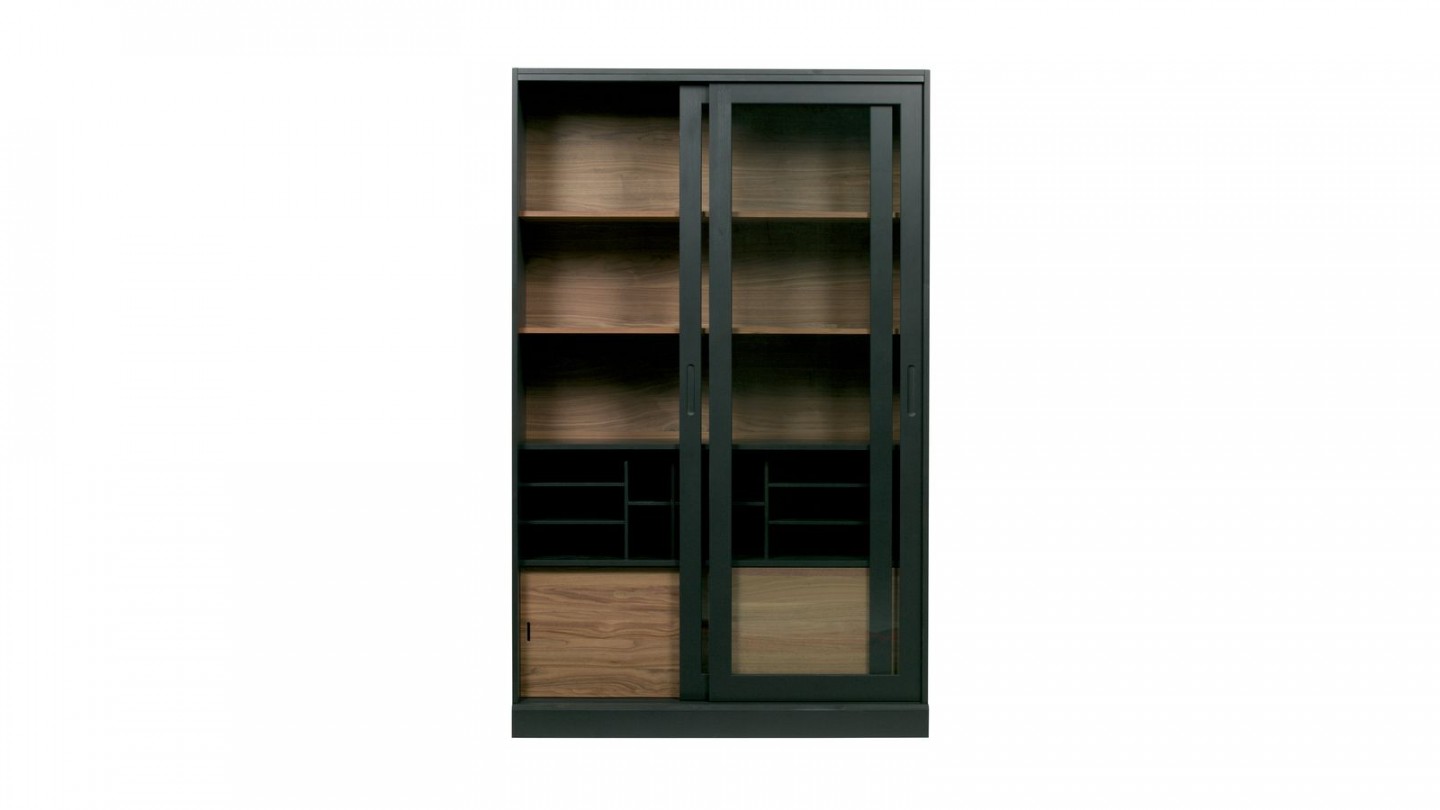 Vitrine 2 portes en bois noir - Collection James - Woood