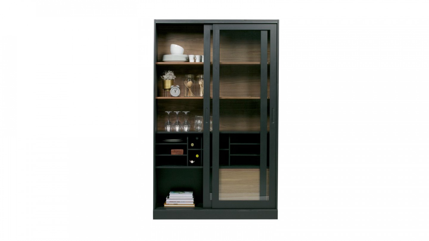 Vitrine James 2 portes en bois noir - Woood - Homifab