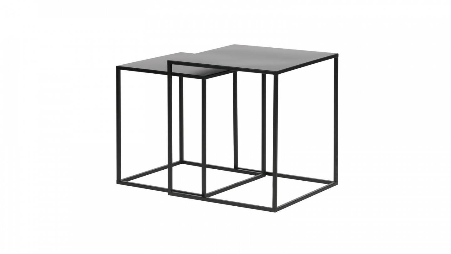 Lot de 2 tables gigognes en métal noir - Collection Ziva - Woood