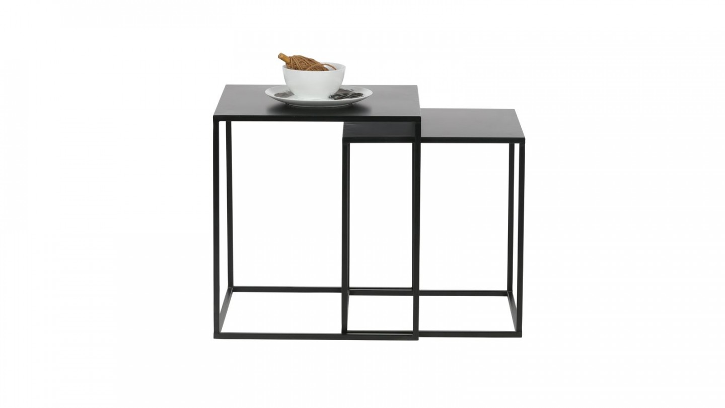 Lot de 2 tables gigognes en métal noir - Collection Ziva - Woood