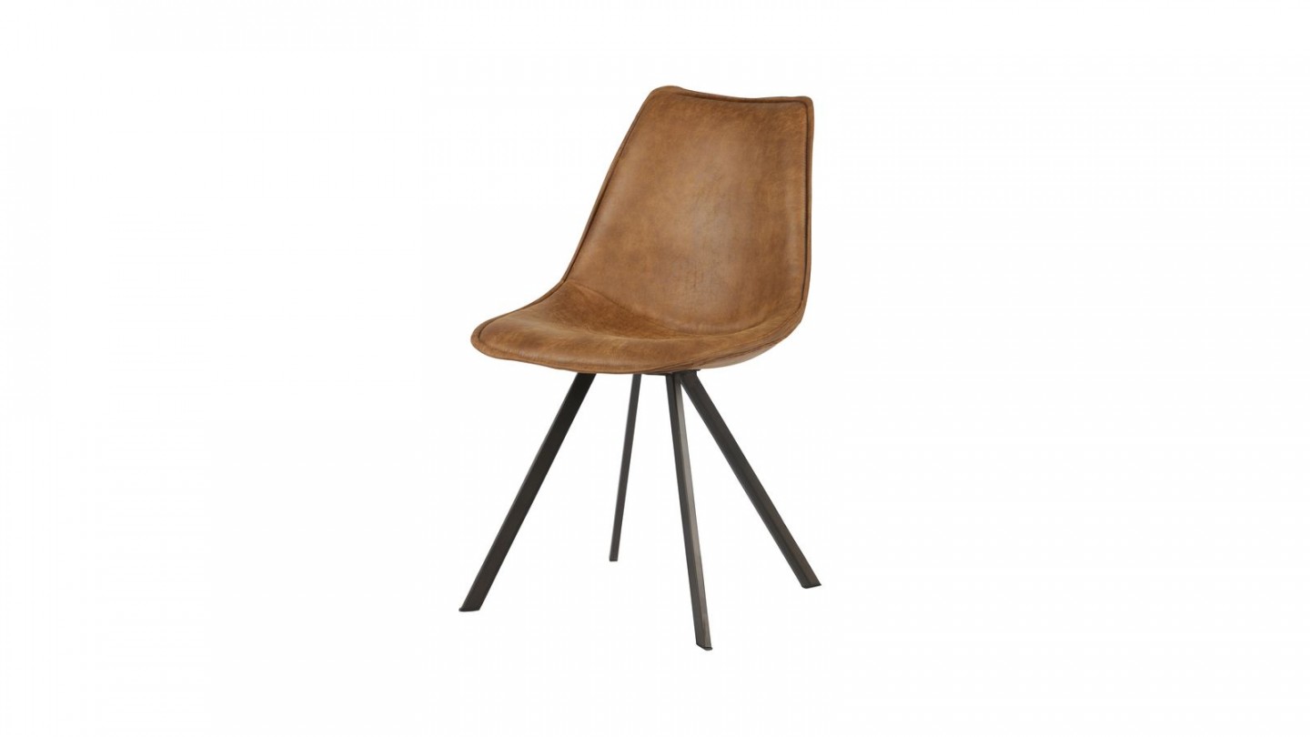 Lot de 2 chaises en simili cuir cognac - Collection Swen - Woood