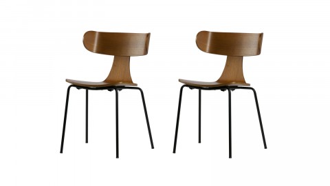 Lot de 2 chaises en bois de frêne marron piètement en métal - Form - BePureHome
