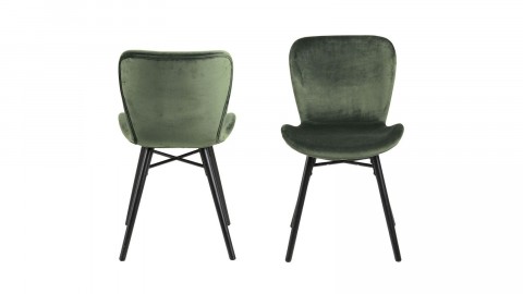Lot de 2 chaises en velours vert piètement métal noir - Collection Batilda