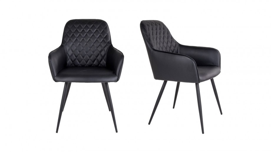 Lot de 2 fauteuil repas en simili cuir noir - Collection Harbo - House Nordic