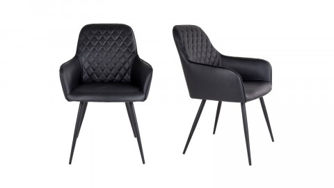 Lot de 2 fauteuils repas en simili cuir noir - Collection Harbo - House Nordic