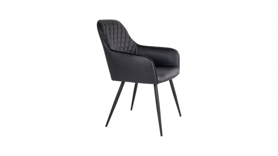 Lot de 2 fauteuil repas en simili cuir noir - Collection Harbo - House Nordic