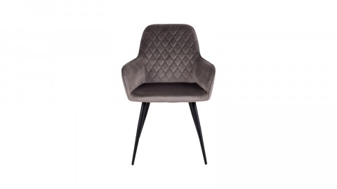 Lot de 2 fauteuils repas en velours taupe piètement noir - Collection Harbo - House Nordic