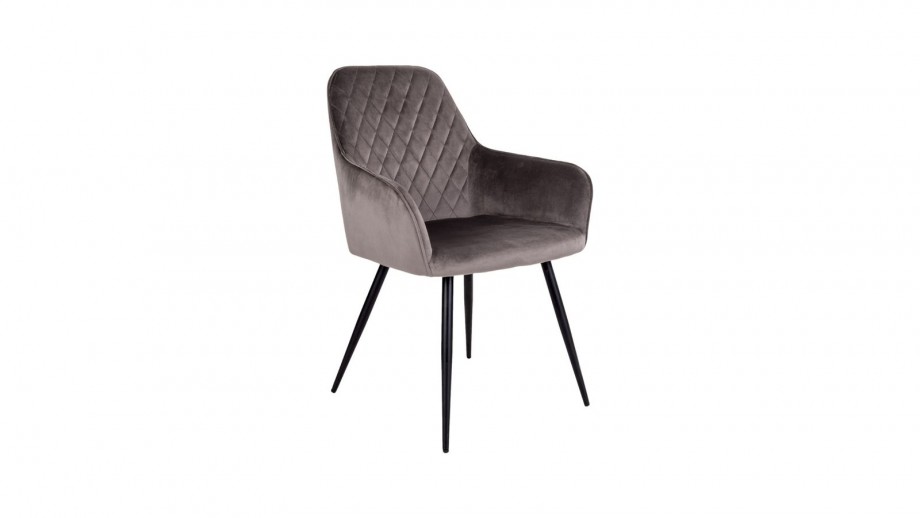 Lot de 2 fauteuils repas en velours taupe piètement noir - Collection Harbo - House Nordic