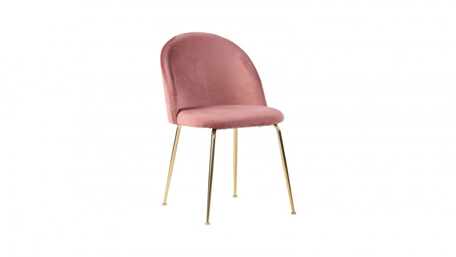 Lot de 2 chaises en velours rose piètement chromé - Collection Geneve - House Nordic