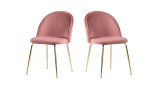 Lot de 2 chaises en velours rose piètement doré- Collection Geneve - House Nordic