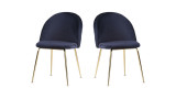 Lot de 2 chaises en velours bleu piètement doré - Collection Geneve - House Nordic