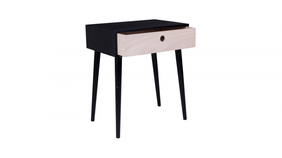 Table de chevet en bois naturel et noir 1 tiroir - Collection Parma - House Nordic