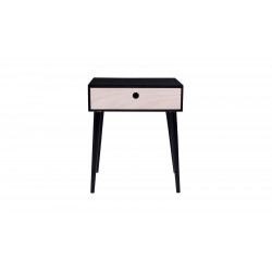 Table de chevet en bois naturel et noir 1 tiroir - Collection Parma - House Nordic
