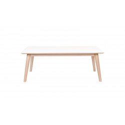 Table basse en melamine plateau blanc piètement bois - Collection Copenhagen - House Nordic