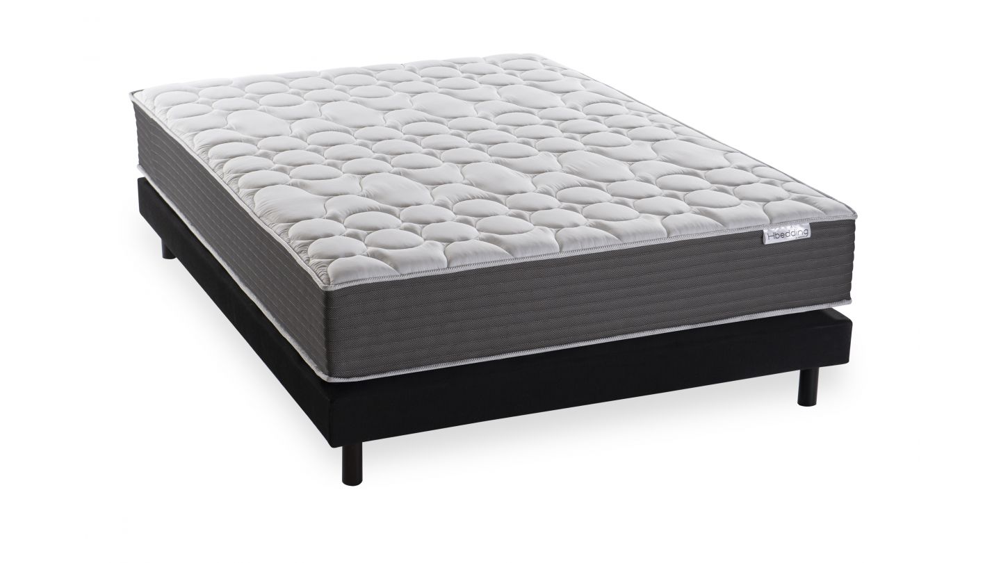 Ensemble matelas mémoire + sommier 90x190 - Mousse ergo, mousse HR 35kg et  mousse effet mémoire de forme - Memo HR - Homifab