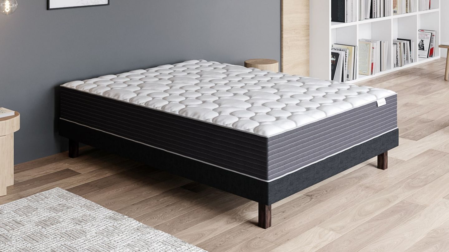 Ensemble matelas mémoire + sommier 90x190 Memo HR Hbedding - Mousse ergo, mousse HR 35kg et mousse effet mémoire de forme