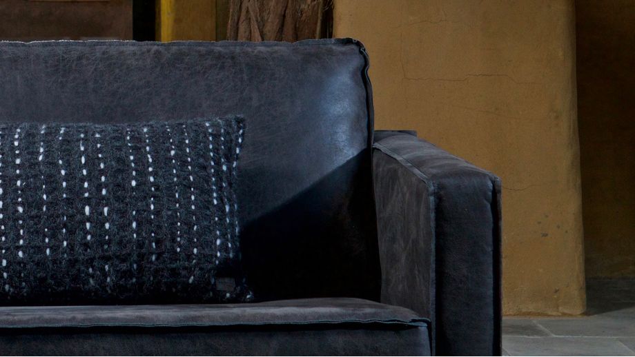 Canapé d'angle gauche 6 places en cuir noir - Collection Rodeo - BePureHome