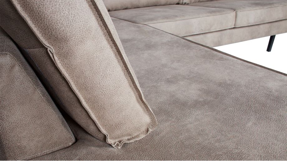 Canapé d'angle gauche 6 places en simili cuir gris - Collection Rodeo - BePureHome