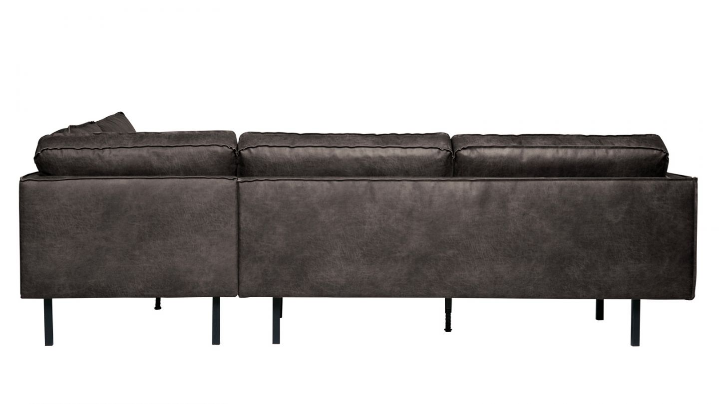 Canapé d'angle droit 6 places en cuir noir - Collection Rodeo - BePureHome