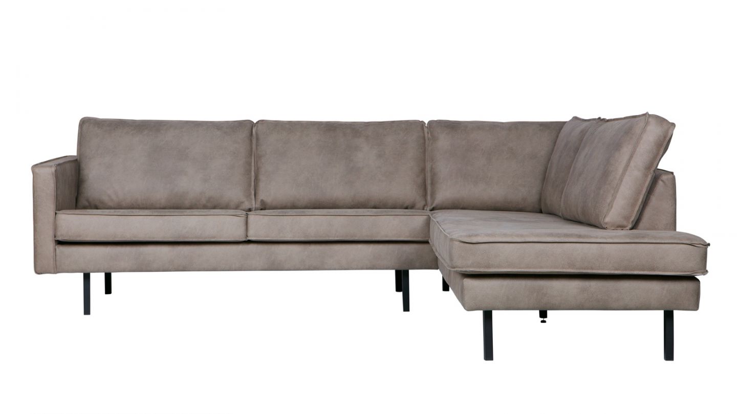 Canapé d'angle droit 6 places en simili cuir gris - Collection Rodeo - BePureHome