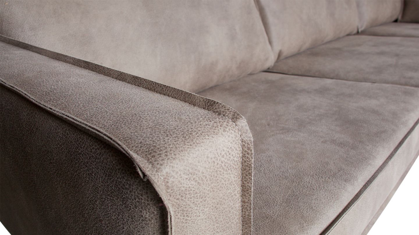 Canapé d'angle droit 6 places en simili cuir gris - Collection Rodeo - BePureHome