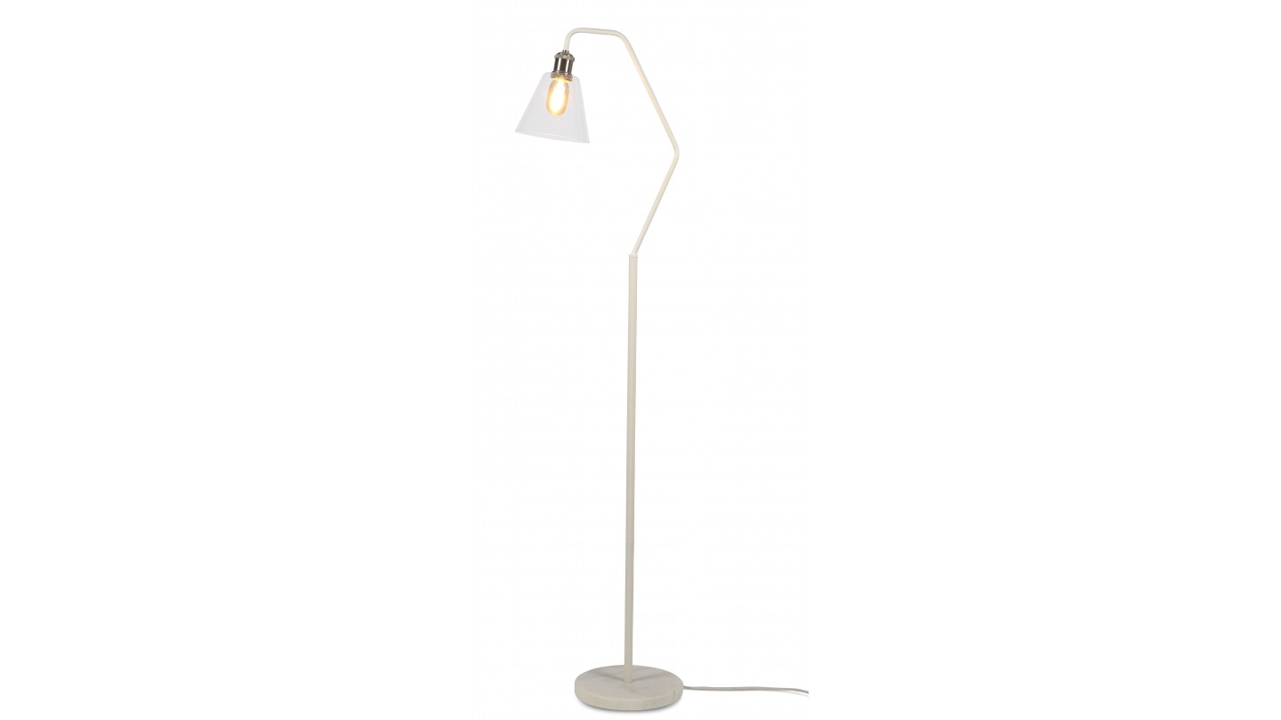 Lampadaire en marbre et métal blanc, abat jour en verre - Collection Paris - It's About Romi