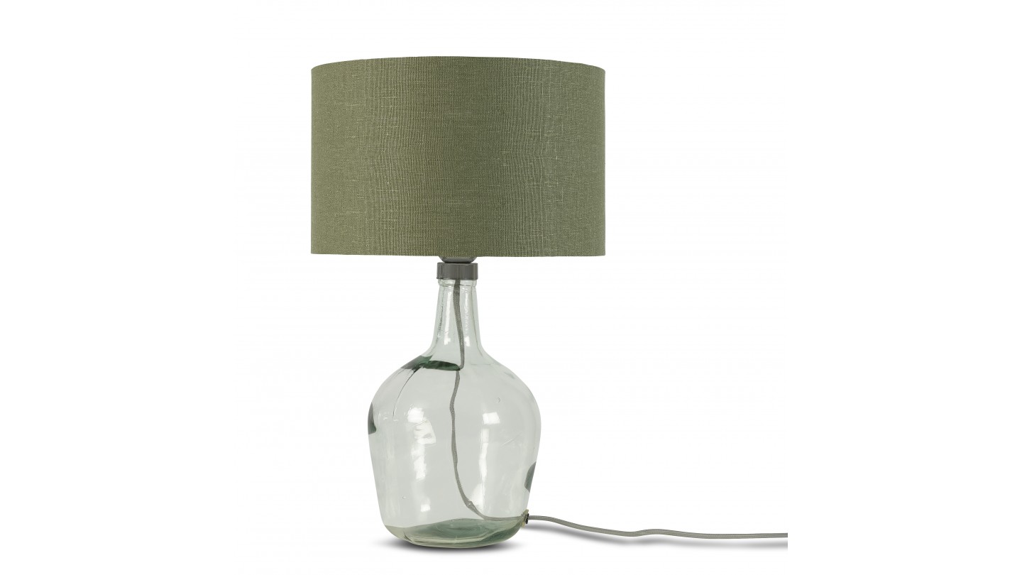 Lampe à poser en verre recyclé et lin vert - Taille S - Collection Murano - It's About Romi